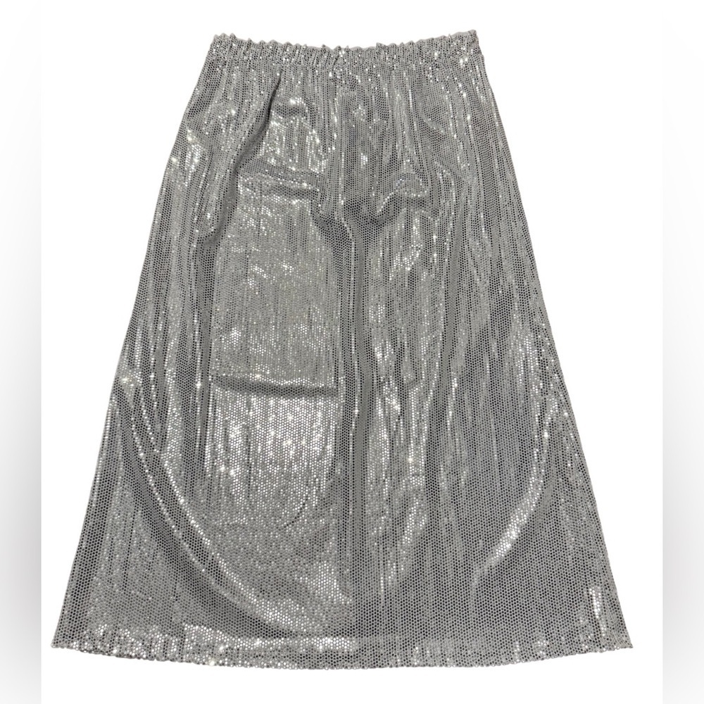 Serra Ladies Elegant Silver Sequin Skirt A-Shaped Size Medium NEW